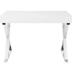 White Luster Chrome Leg Desk