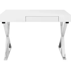 White Luster Chrome Leg Desk