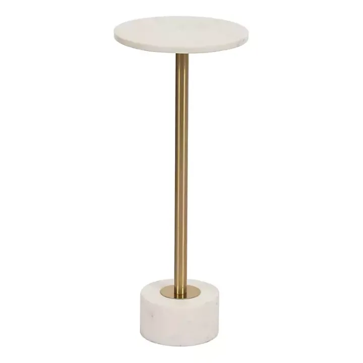 White Marble & Gold Metal Round Cocktail Table