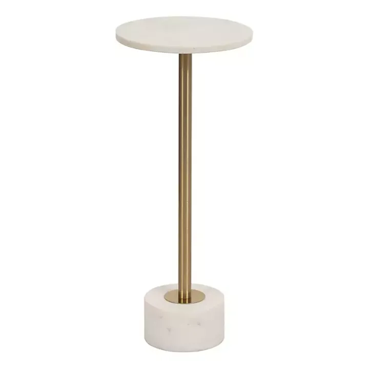 White Marble & Gold Metal Round Cocktail Table