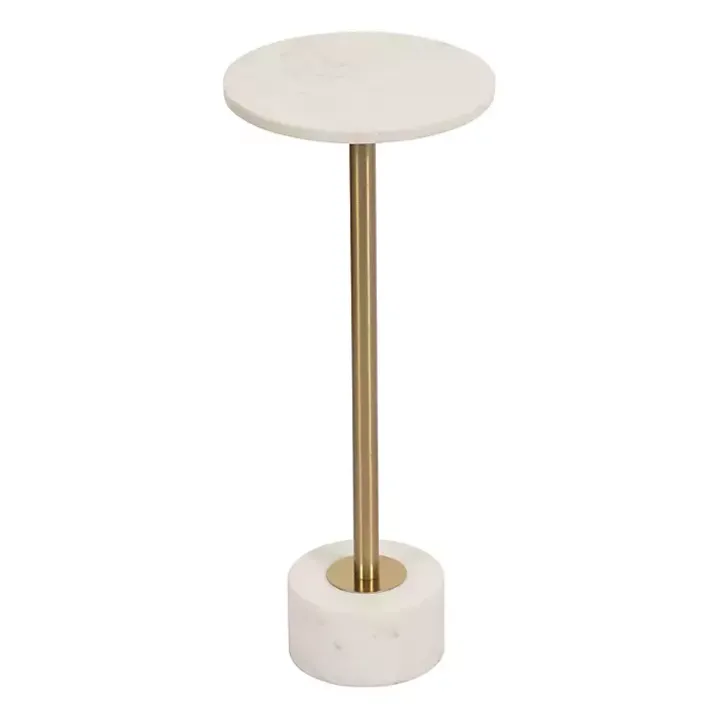 White Marble & Gold Metal Round Cocktail Table