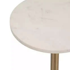 White Marble & Gold Metal Round Cocktail Table