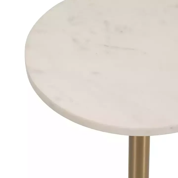White Marble & Gold Metal Round Cocktail Table
