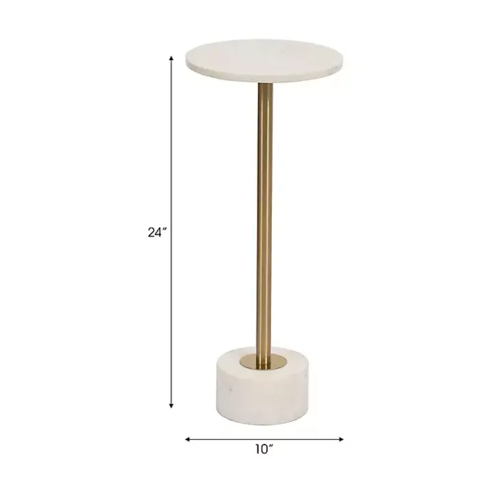 White Marble & Gold Metal Round Cocktail Table