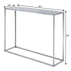 White Marble & Silver Metal Slim Console Table