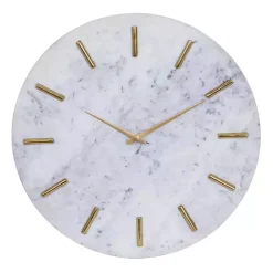 White Marble and Gold Accent Wall Clock, 20 in.