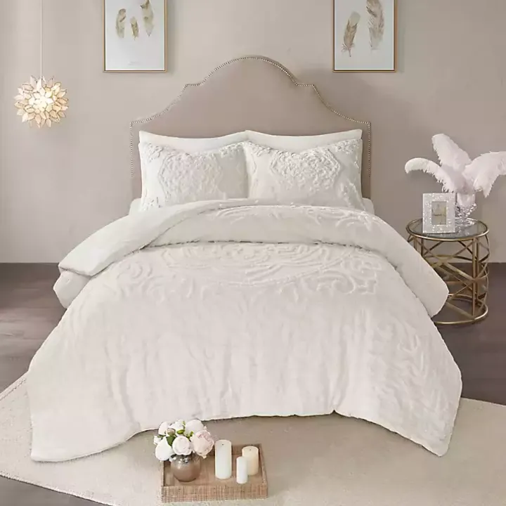 White Medallion Full/Queen 3-pc. Comforter Set