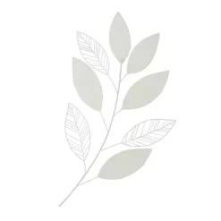 White Metal and Reed Leaf Wall Plaque