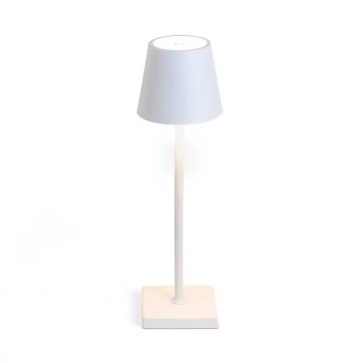 White Metal LED Cordless Touch Lamp