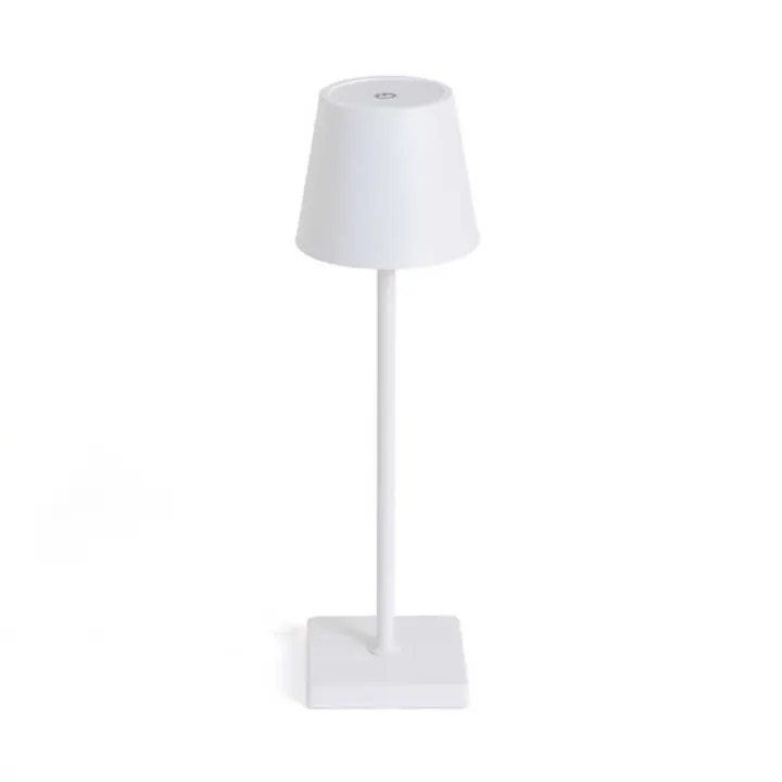 White Metal LED Cordless Touch Lamp