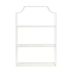 White Metal Scalloped 3-Tier Glass Wall Shelf