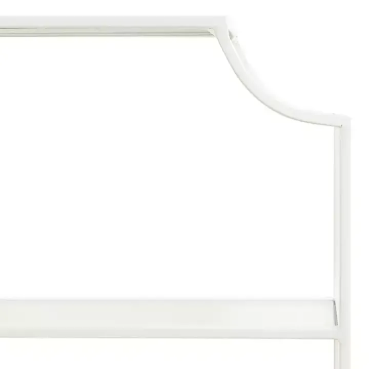 White Metal Scalloped 3-Tier Glass Wall Shelf