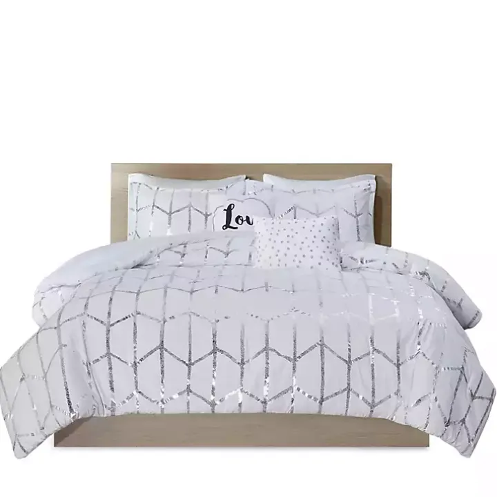 White Metallic 5-pc. California King Comforter Set