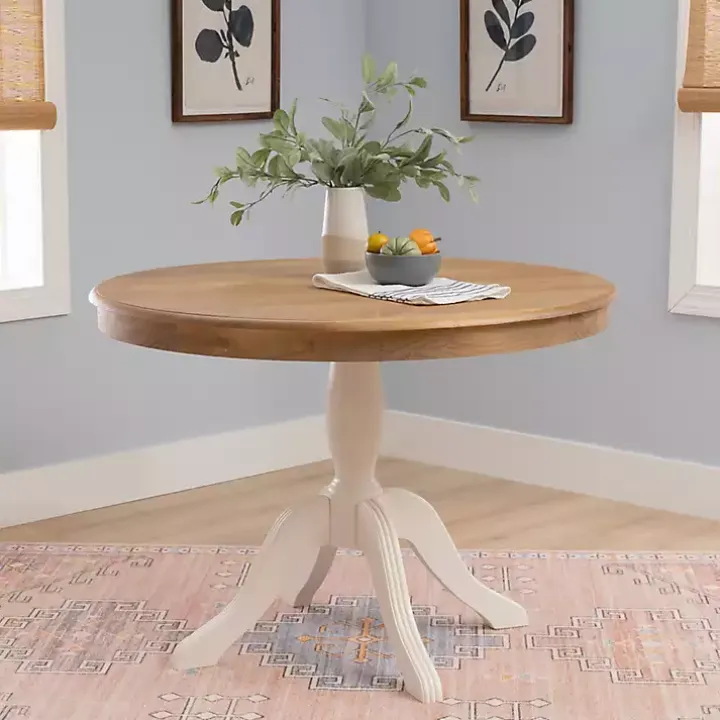 White Natural Top Pedestal Dining Table