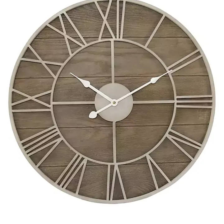 White Natural Wood Raised Clock