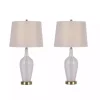White Needle Neck Ceramic Table Lamps, Set of 2