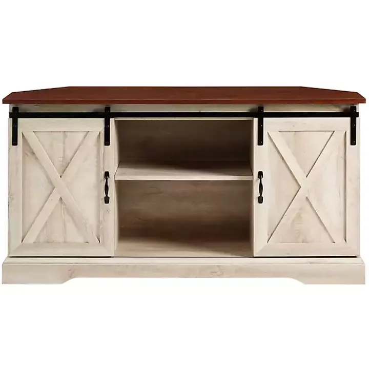 White Oak Sliding Barn Doors Corner TV Stand