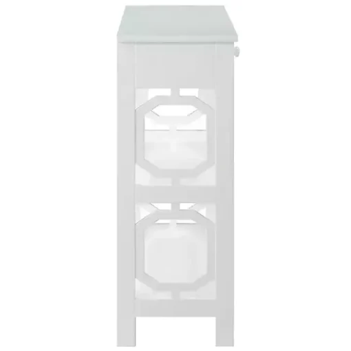 White Octagon 2-Shelf Console Table