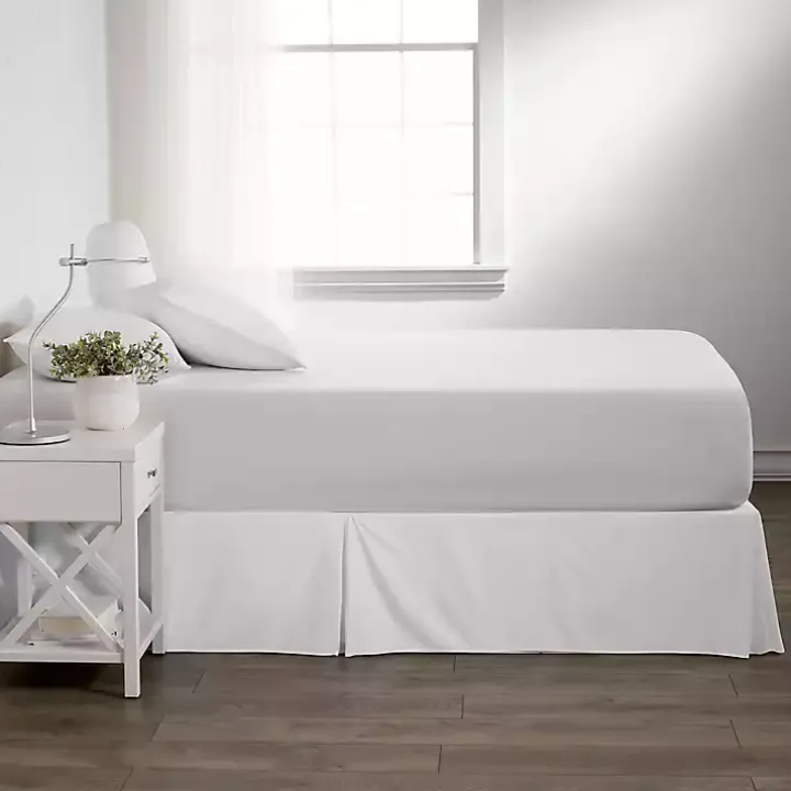 White Pleated Microfiber Twin Bed Skirt