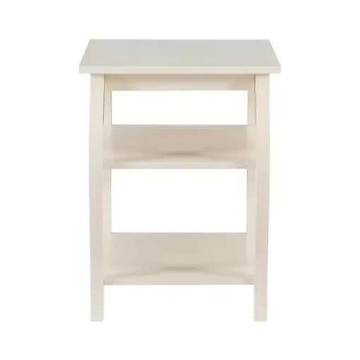 White Prismatic Wood Accent Table