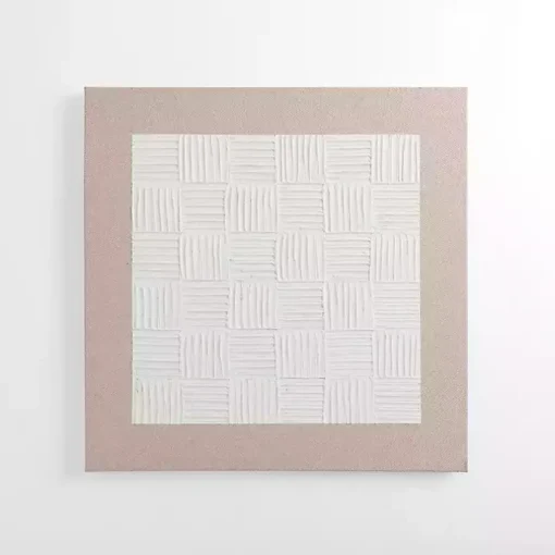 White Raked Checkered Canvas Art Print