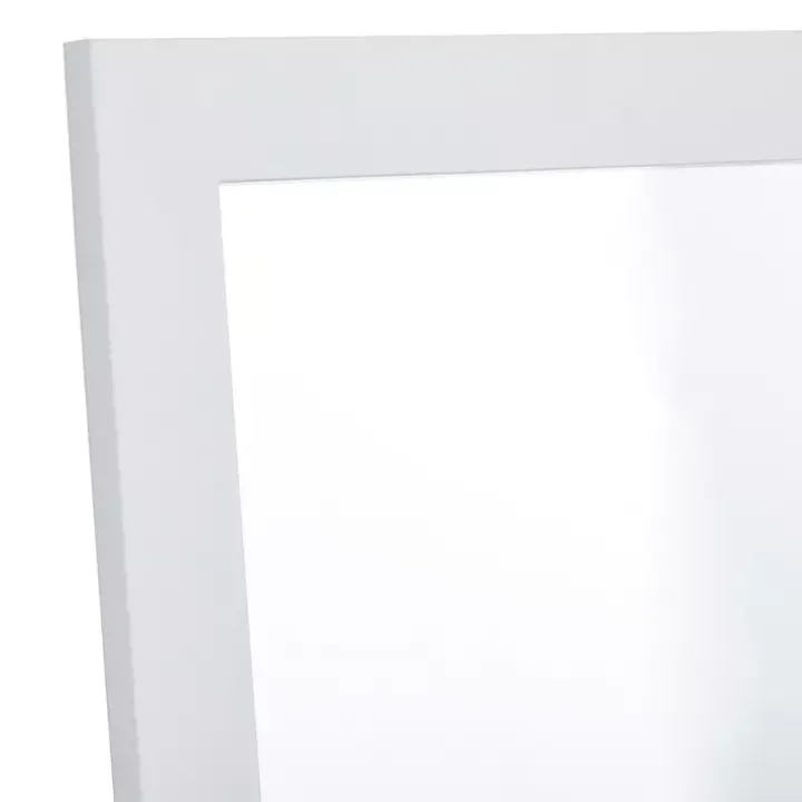 White Rectangular Wood Wall Mirror
