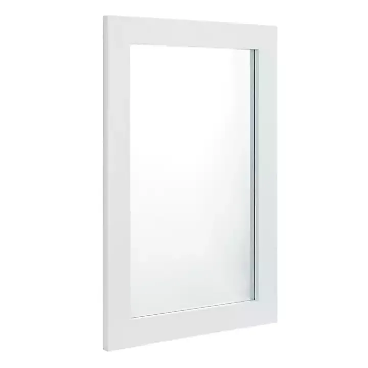 White Rectangular Wood Wall Mirror