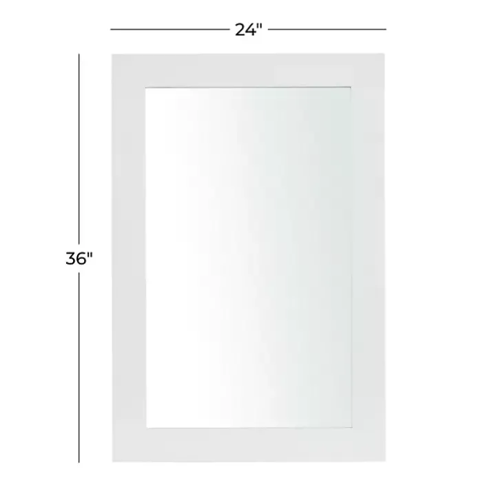 White Rectangular Wood Wall Mirror