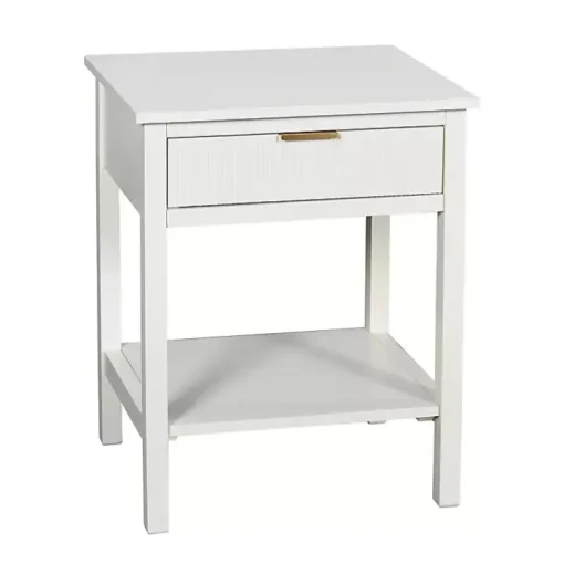 White Ribbed Wood Colleen Accent Table