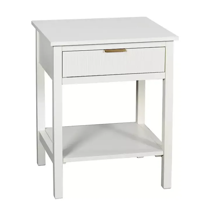 White Ribbed Wood Colleen Accent Table