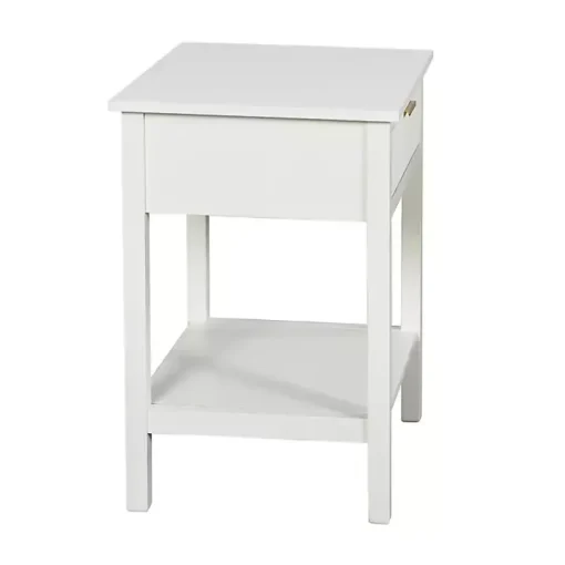 White Ribbed Wood Colleen Accent Table