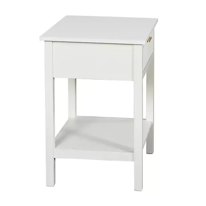 White Ribbed Wood Colleen Accent Table