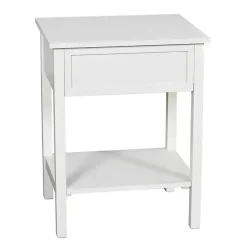 White Ribbed Wood Colleen Accent Table
