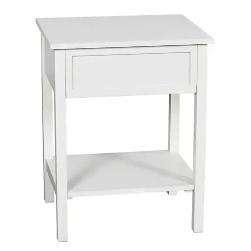 White Ribbed Wood Colleen Accent Table