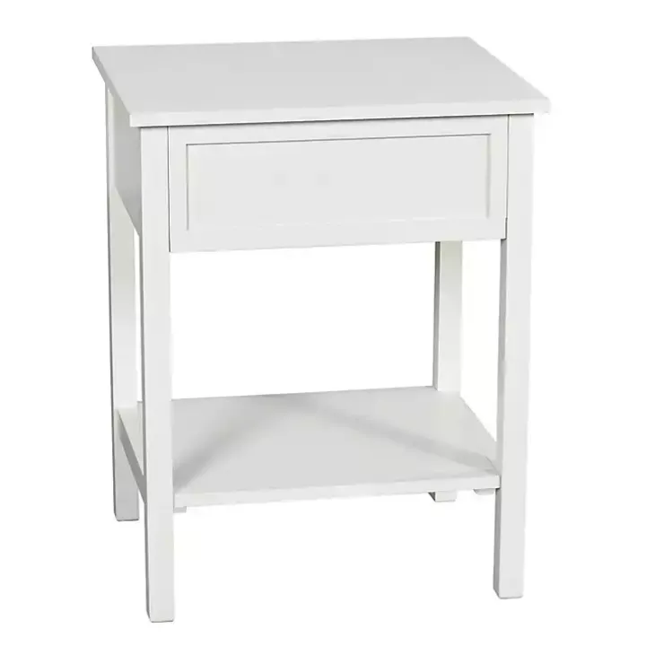 White Ribbed Wood Colleen Accent Table