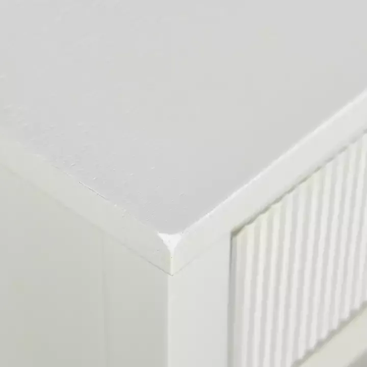 White Ribbed Wood Colleen Accent Table