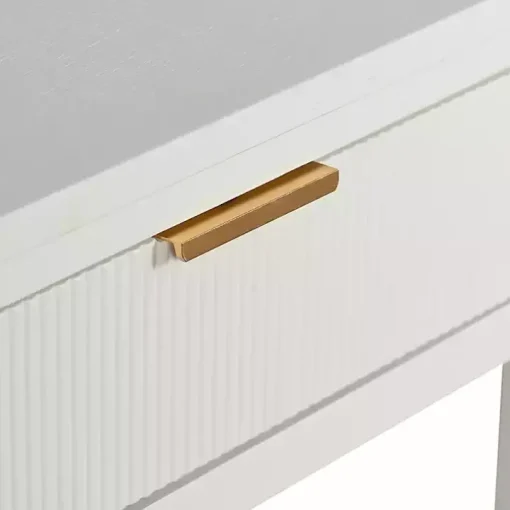 White Ribbed Wood Colleen Accent Table