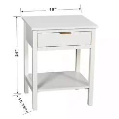 White Ribbed Wood Colleen Accent Table