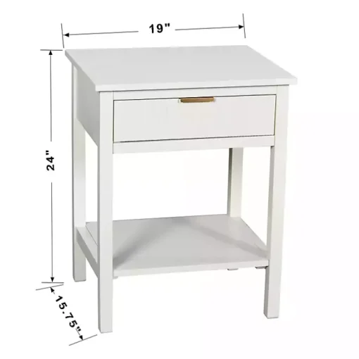 White Ribbed Wood Colleen Accent Table
