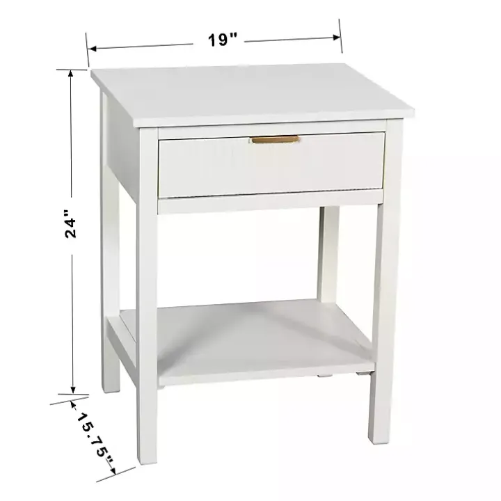 White Ribbed Wood Colleen Accent Table