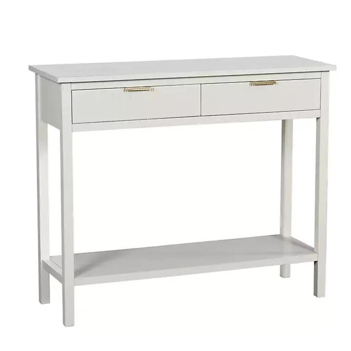 White Ribbed Wood 2-Drawer Colleen Console Table