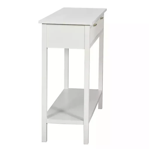 White Ribbed Wood 2-Drawer Colleen Console Table