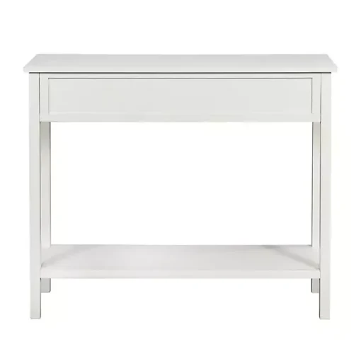 White Ribbed Wood 2-Drawer Colleen Console Table