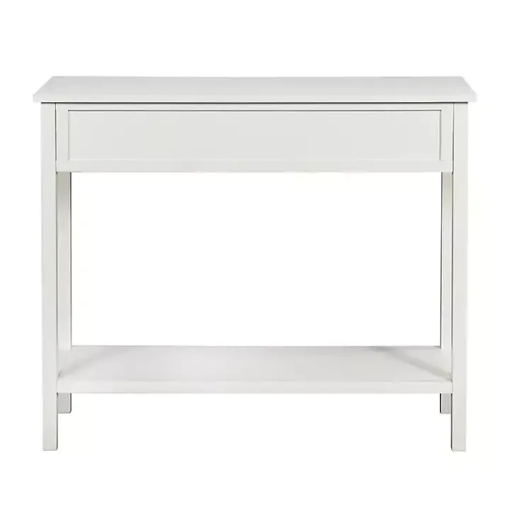 White Ribbed Wood 2-Drawer Colleen Console Table