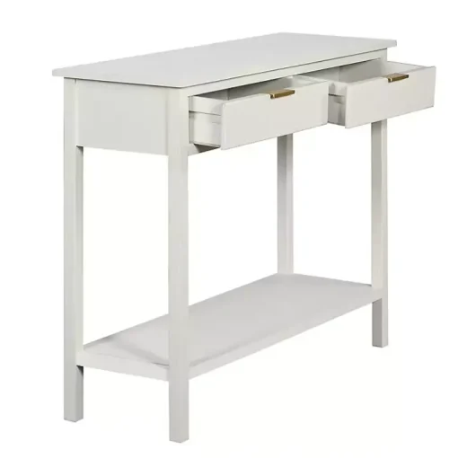 White Ribbed Wood 2-Drawer Colleen Console Table