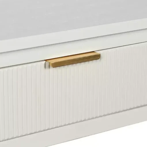 White Ribbed Wood 2-Drawer Colleen Console Table