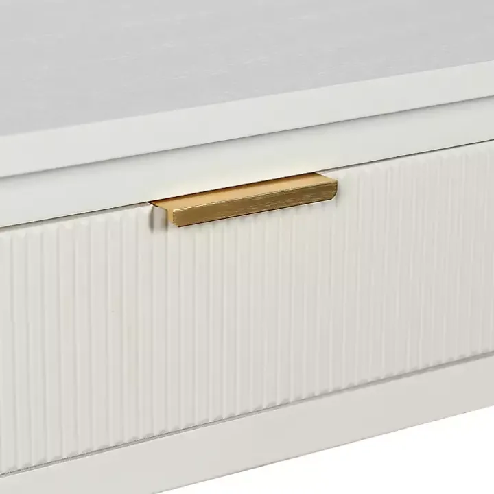 White Ribbed Wood 2-Drawer Colleen Console Table