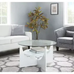 White Round Glass Coffee Table