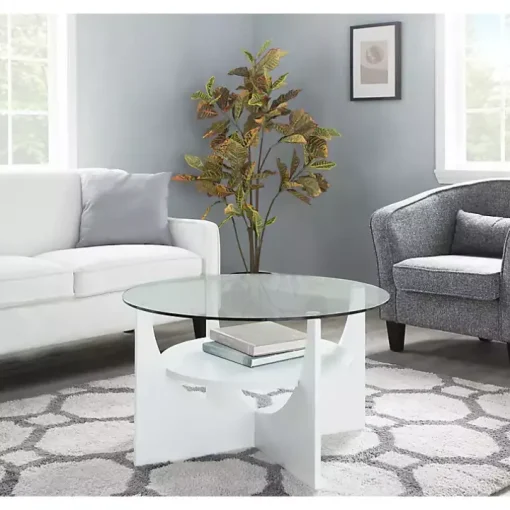 White Round Glass Coffee Table