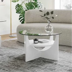White Round Glass Coffee Table